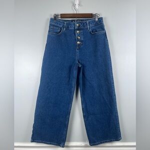 Boden Wide Leg Jean size 8 Button Fly Denim crop 24” inseam